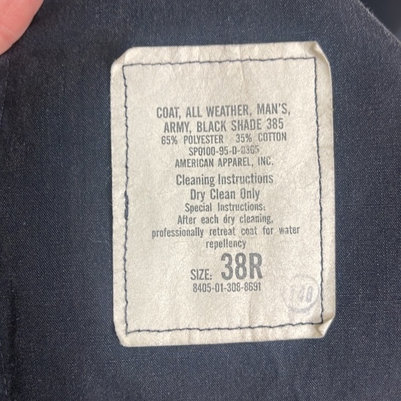 Vintage DSCP Man’s Army All Weather Trench Coat Black Size 38R - Picture 11 of 12